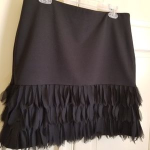 Ann Taylor black skirt with fringe on bottom half